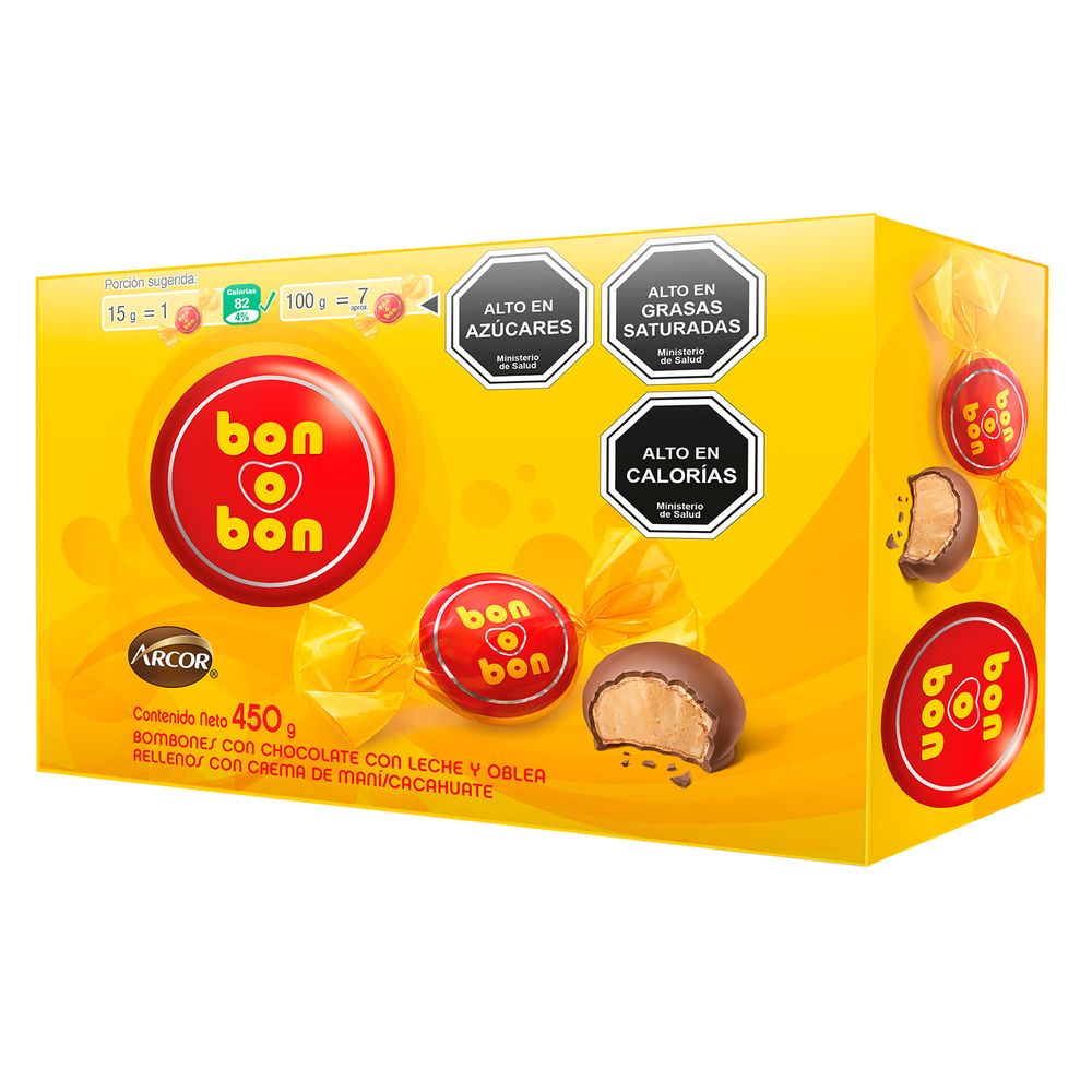 Bombón Bon o Bon 480 g, de leche, clásico spidcl