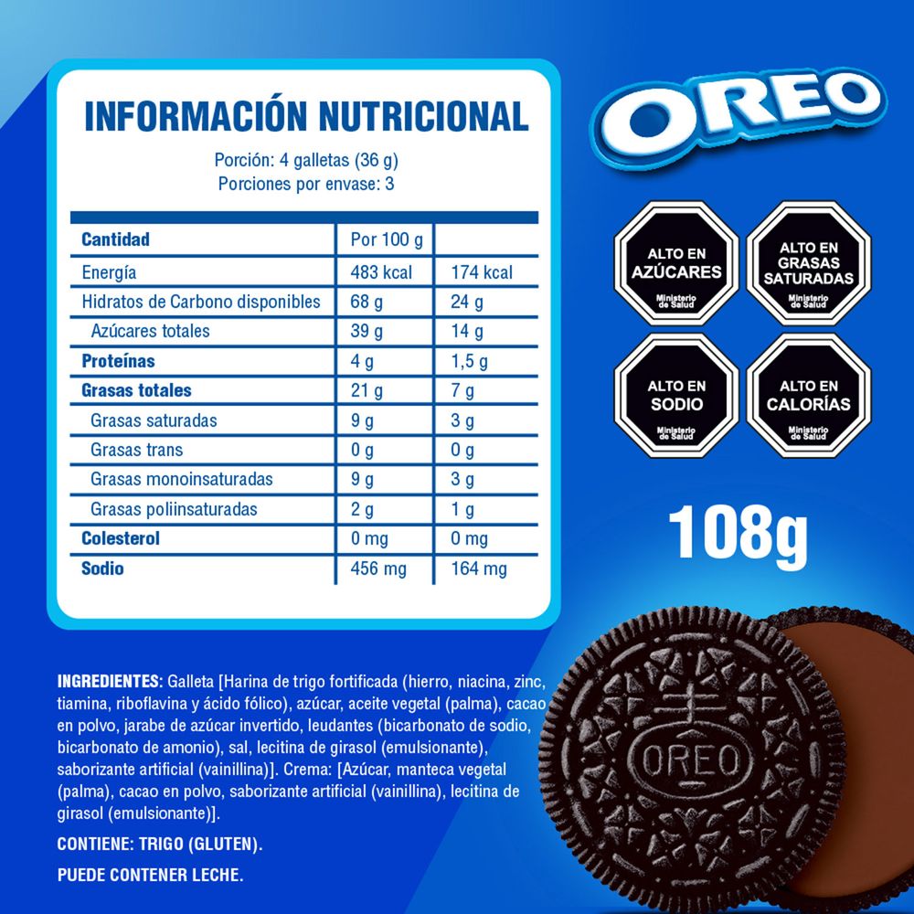 Galletas Oreo Rollo Sabor Chocolate 108 g - spidcl